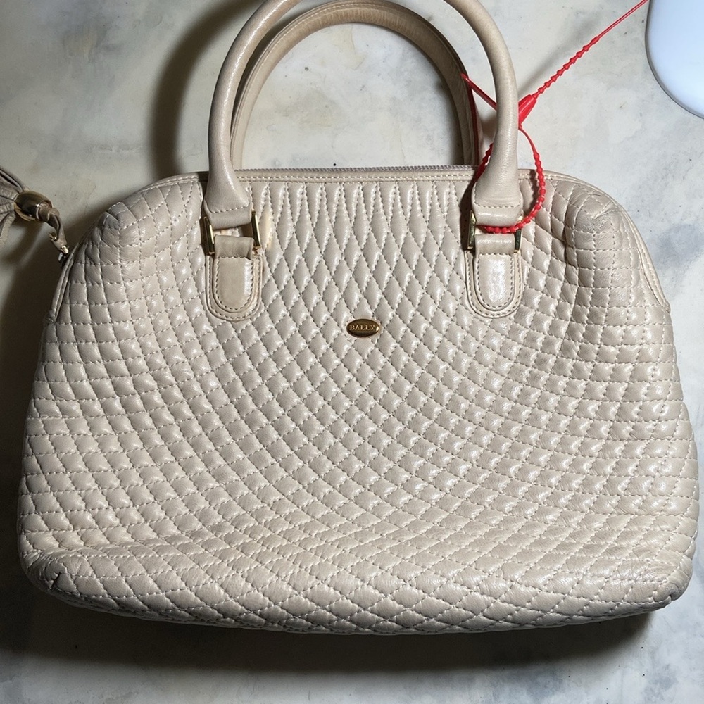 Bally Beige Quilted Satchel